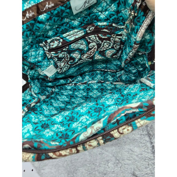 Marie by Giftcraft‎ Quilted Paisley Backpack Teal Brown main image 9